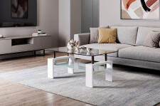 Стол журнальный HALMAR DIANA INTRO прозрачный/белый, 100/60/45