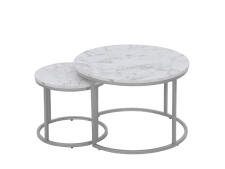 Комплект HALMAR PAOLA (2 стола журнальных) мрамор/серебристый