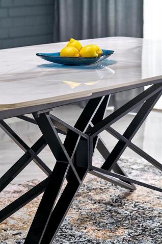 Стол обеденный HALMAR ALFREDO белый мрамор/черный 160-240/91