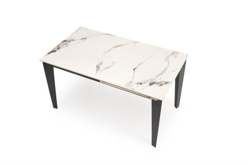 Стол обеденный HALMAR FELIX белый мрамор/черный 141-201/81