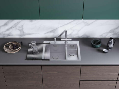 Кухонная мойка из нержавейки Omoikiri Akisame 60-2-IN-L нержавеющая сталь