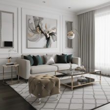 Пуф SIGNAL HESTIA K Velvet Bluvel 28 бежевый/серебряный