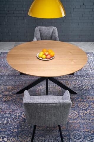 Стол обеденный HALMAR ACORD натуральный/черный 120-200/120