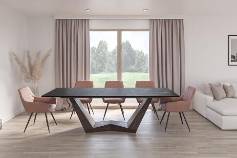 Стол обеденный SIGNAL BONUCCI Ceramic Nero Greco черный/черный мат 200-250/98