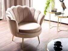 Кресло SIGNAL CAMELLIA Velvet Bluvel 28 бежевый/золотой