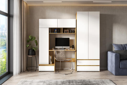 Стол компьютерный NN Мебель (МС Некст К) Дуб Золотой/Белый