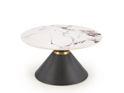 Стол журнальный HALMAR GORETTI белый мрамор/черный