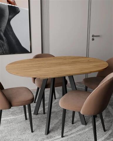 Стол ВВР Элип Дуб крафт золотой/черный профиль, ЛДСП