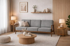 Диван HALMAR MILANO 3S tap. Castel 93 серый/орех