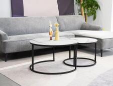 Комплект SIGNAL ATLANTA C (2 стола журнальных) белый мрамор/черный мат