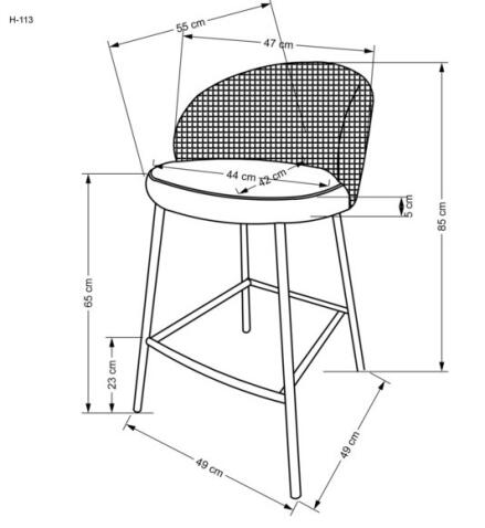 Стул барный HALMAR H113 черный/белый