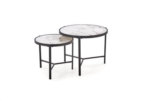 Комплект HALMAR FATIMA (2 стола журнальных) белый мрамор/черный