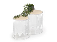 Комплект HALMAR FOLLA (2 стола журнальных) белый/натуральный