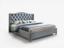 Кровать SIGNAL ASPEN Velvet Bluvel 14 серый/дуб 180/200