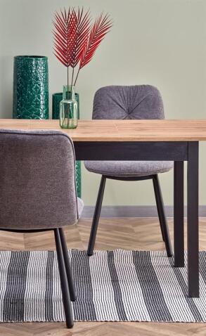 Стол обеденный HALMAR GREG дуб вотан/черный 124-168/74