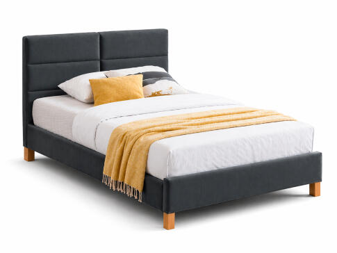 Кровать SIGNAL SIERRA Velvet tap. 150 серый/дуб, 120/200