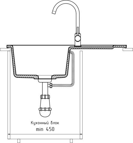 Кухонная мойка GRANFEST SMART SM-685L бежевый + сифон
