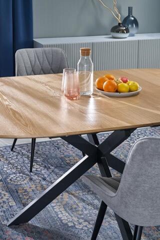 Стол обеденный HALMAR ACORD натуральный/черный 120-200/120