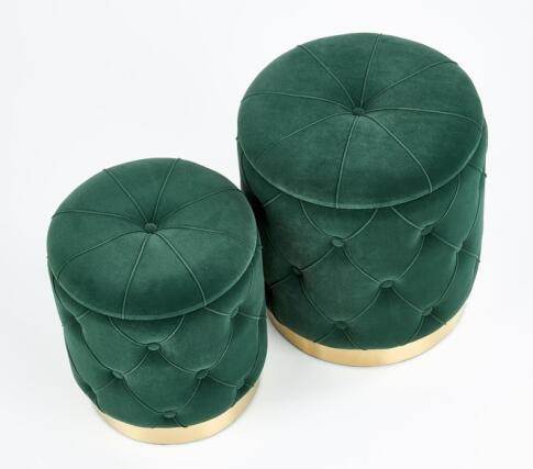 Комплект HALMAR POLLY (2 пуфа) темно-зеленый/золотой