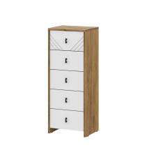 Комод NN Мебель (МС Байкал К) Дуб Золотой/Белый матовый, 5 ящиков