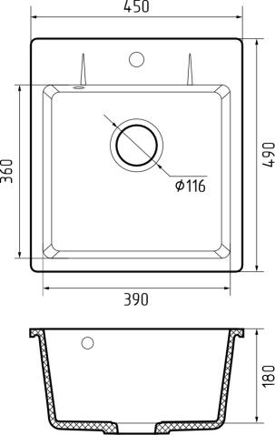 Кухонная мойка GRANFEST URBAN UR-245 серый
