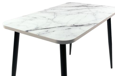Стол ВВР Прямоугольный Стекло с ф/п Мрамор белый/черный конус 100/60