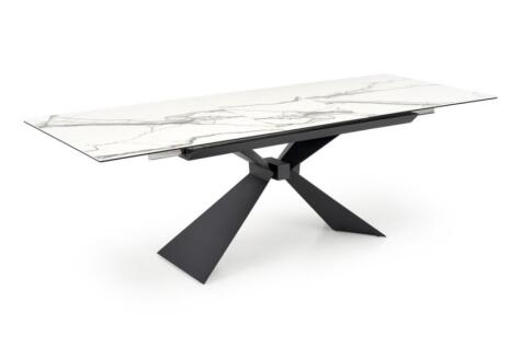Стол обеденный HALMAR LUCIANO белый мрамор/черный 180-230/90