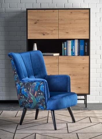 Кресло HALMAR PAGONI Bluvel 86 темно-синий/черный