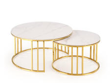 Комплект HALMAR MERCURY 3 (2 стола журнальных) белый мрамор/золотой