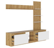 Стенка МК Стиль БОСТОН НМ-001 МДФ дуб крафт золотой/белый гладкий/глянцевая белый