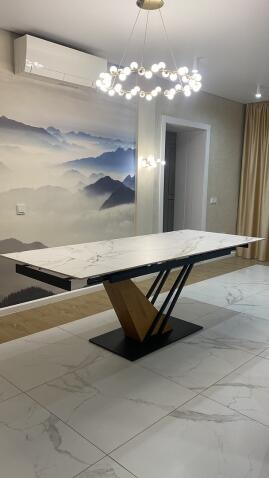 Стол обеденный SIGNAL GENESIS белый/дуб 160-220/90