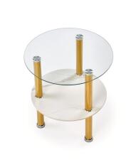 Стол журнальный HALMAR DUCAT S белый мрамор/прозрачный/золотой