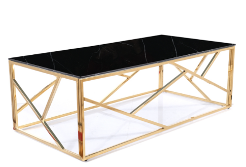 Стол журнальный SIGNAL ESCADA A II эффект черного мрамора/золотой, 120/60/40