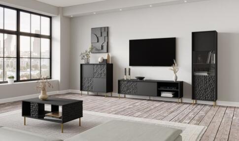 Шкаф-витрина HALMAR BULLET W-1 черный/золотой