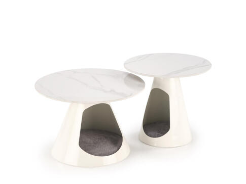 Комплект HALMAR OSARIO (2 стола журнальных) белый мрамор/белый