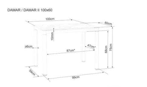 Стол обеденный SIGNAL DAMAR крем 100/60