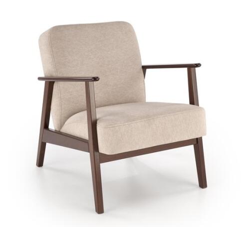 Кресло HALMAR MILANO 1S tap. Castel 15 бежевый/орех