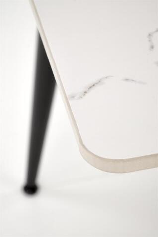 Стол обеденный HALMAR EMILIO белый мрамор/черный 140/80