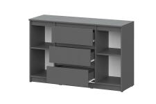 Комод NN Мебель (МС Денвер К) Графит серый (серия 2), 3 ящ., 2 ств.