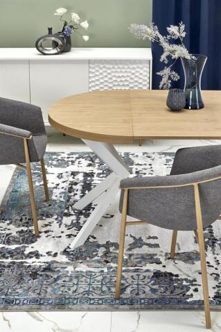 Стол обеденный HALMAR PERONI дуб золотой/белый 100-250/100