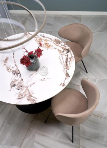 Стол обеденный HALMAR GARET белый мрамор/черный 120