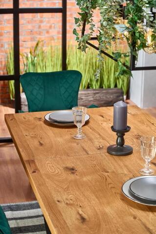 Стол обеденный HALMAR MASSIVE дуб светлый/черный 160-250/90