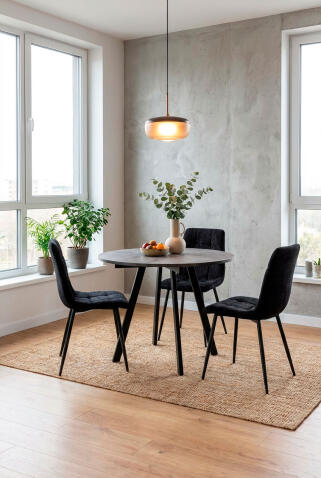 Стол ВВР Элип Камень темный/черный профиль, ЛДСП