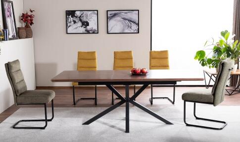 Стол обеденный SIGNAL LOGAN орех/черный 160-200/90