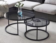 Комплект SIGNAL FERRANTE E (2 стола журнальных) дымчатый/черный мат