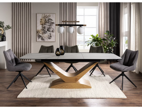 Стол обеденный SIGNAL DOLCE Ceramic Statuario Venato белый/дуб 180-240/95