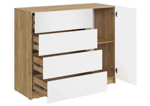 Комод МК Стиль БОСТОН КМ-001 МДФ дуб крафт золотой /глянцевый белый