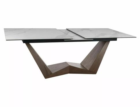 Стол обеденный SIGNAL BONUCCI Ceramic Statuario Venato белый/орех 200-250/98