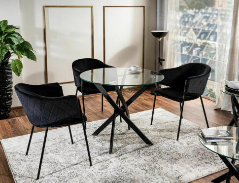 Стол обеденный SIGNAL AGIS прозрачный/черный мат 90