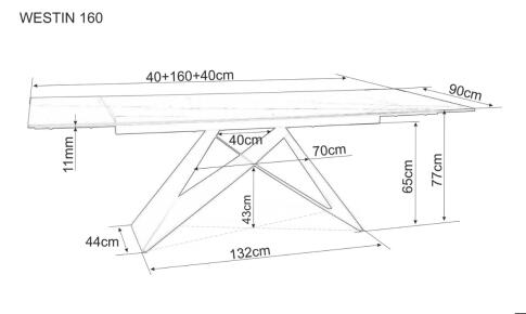 Стол обеденный SIGNAL WESTIN Ceramic Ossido Verde бирюзовый/черный мат 160-240/90